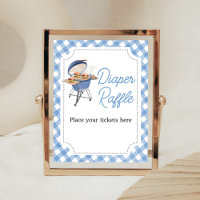 Blue Burger BBQ Baby Shower Diaper Raffle