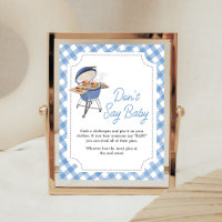 Blue Burger BBQ Baby Shower Don't Say Baby