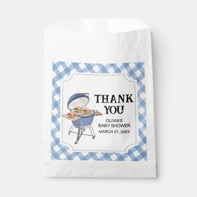 Blue Burger BBQ Baby Shower  Favor Bag (Front)