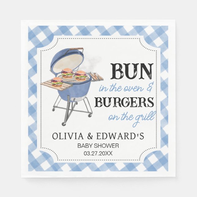 Blue Burger BBQ Baby Shower  Napkins (Front)