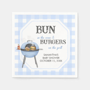 Blue Burger BBQ Baby Shower Napkins