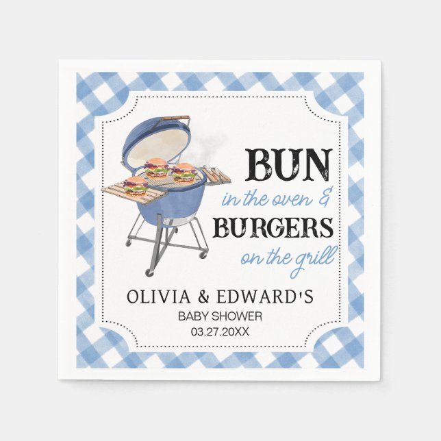 Blue Burger BBQ Baby Shower  Napkins (Front)