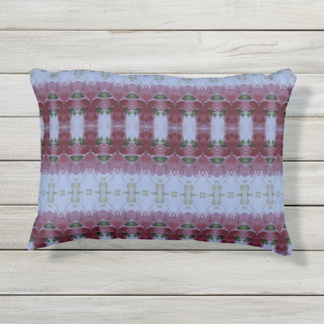 Blue Burgundy and Greens Outdoor Pillow (Back)