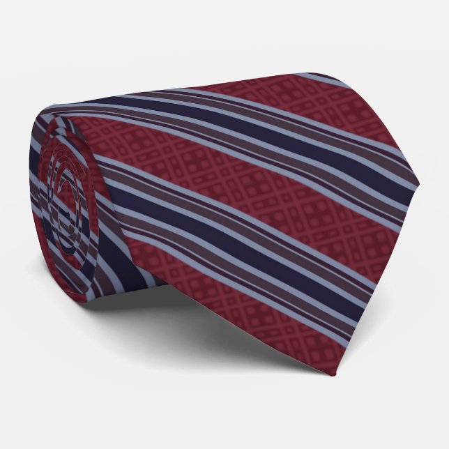 Blue Burgundy Magenta Purple Lines And Stripes     Neck Tie (Rolled)