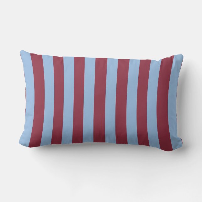 Blue & Burgundy Striped  Lumbar Pillow (Back)