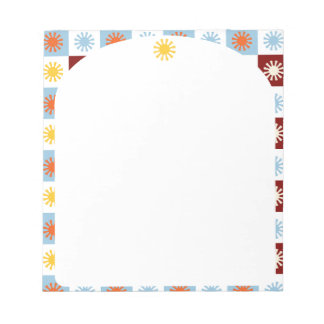 Blue Burgundy Sunburst Arched Notepad
