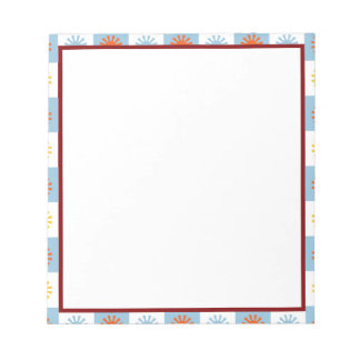 Blue Burgundy Sunburst Border Notepad