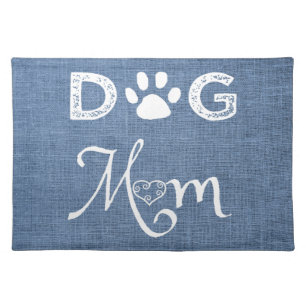 Blue Burlap Dog Mom Cloth Placemat