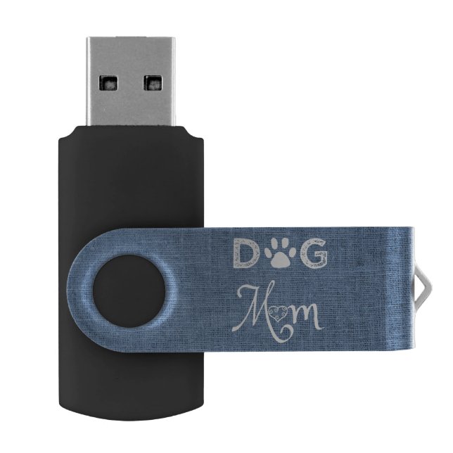Blue Burlap Dog Mom Flash Drive (Opened)