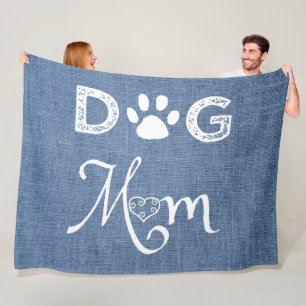 Blue Burlap Dog Mom Fleece Blanket