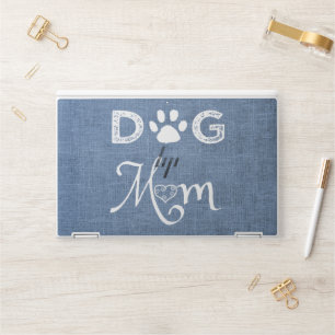 Blue Burlap Dog Mom HP Laptop Skin