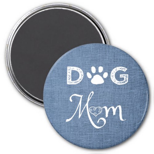 Blue Burlap Dog Mom Magnet