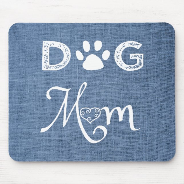 Blue Burlap Dog Mom Mouse Pad (Front)
