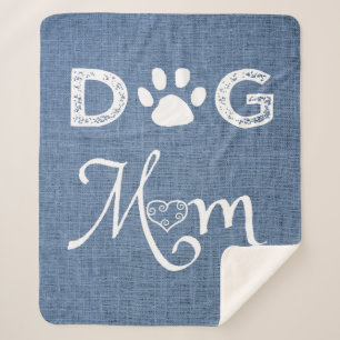 Blue Burlap Dog Mom Sherpa Blanket