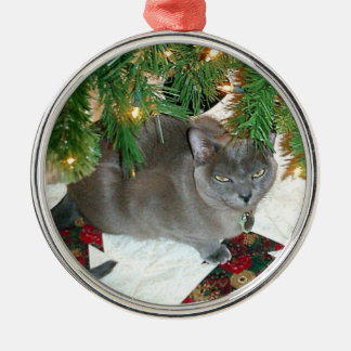 Blue Burmese Xmas Metal Ornament