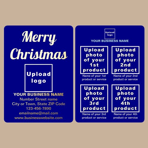 Blue Business Brand on Christmas Foil Holiday Card