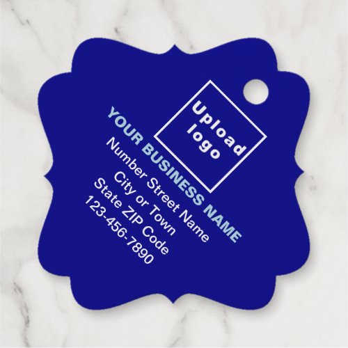 Blue Business Brand on Fancy Square Foil Tag