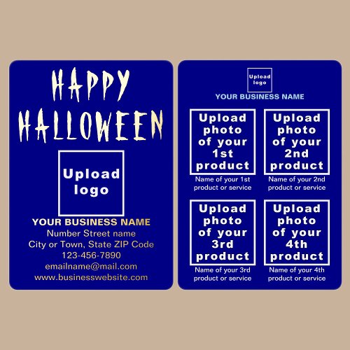 Blue Business Brand on Halloween Foil Holiday Card