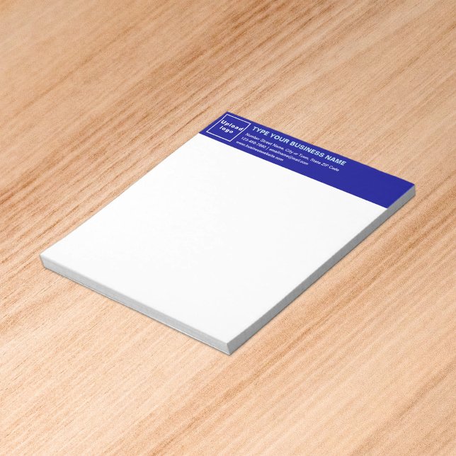 Blue Business Brand on Heading of Small Notepad (Build brand name awareness. Your business brand on blue heading of small notepad.)