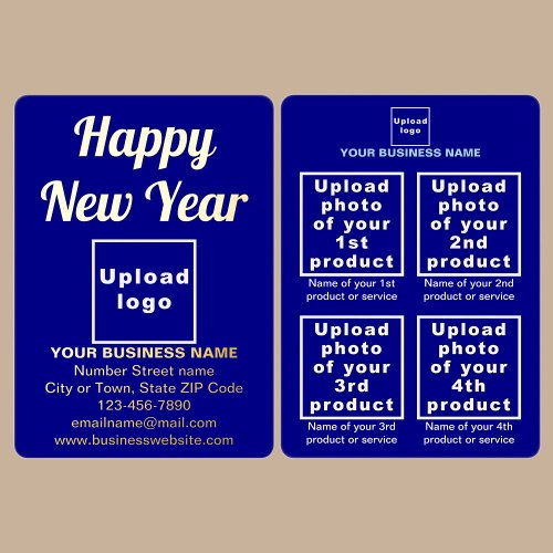 Blue Business Brand on New Year Foil Holiday Card
