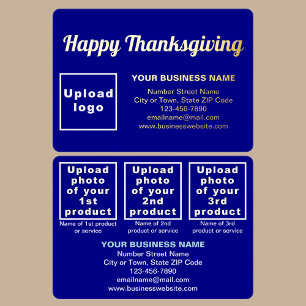 Blue Business Brand on Thanksgiving Rectangle Foil Holiday Card