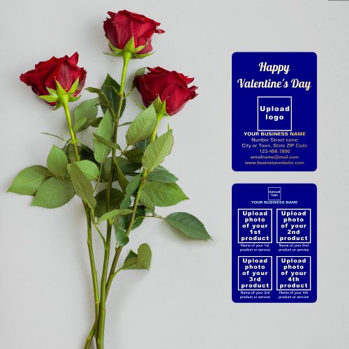 Blue Business Brand on Valentine Foil Holiday Card