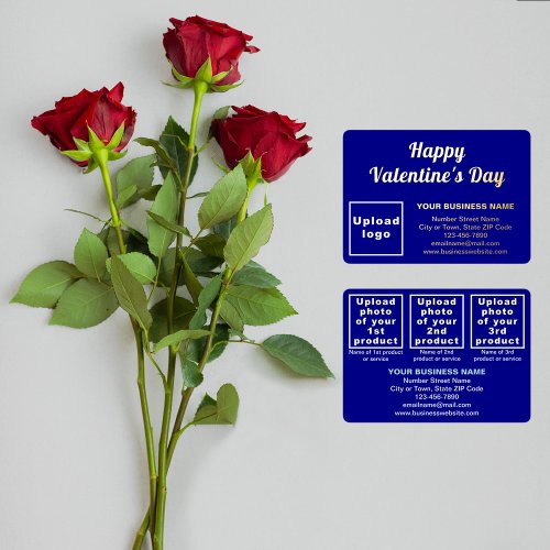 Blue Business Brand on Valentine Rectangle Foil Holiday Card