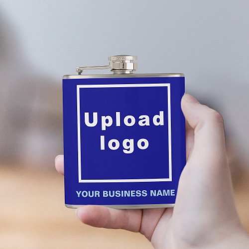 Blue Business Brand on Vinyl Wrapped Flask