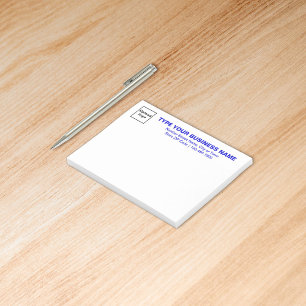 Blue Business Brand Texts on Rectangle Post-it Notes