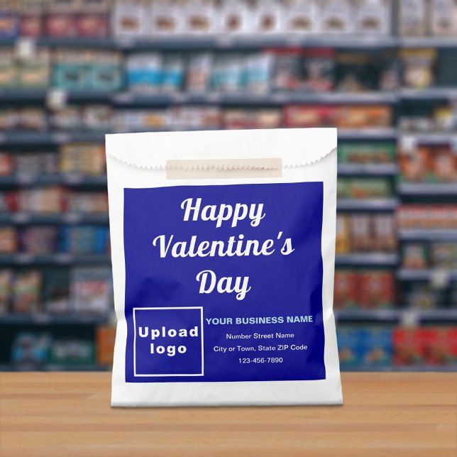 Blue Business Brand; Valentine; Paper Bag (Blue business brand with Valentine greeting on paper bag.)