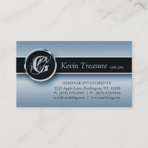 Blue Business Card Metal Professional