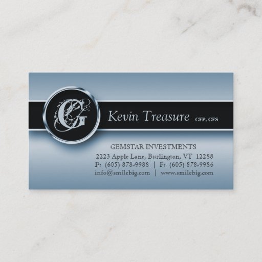 Customizable Blue Business Card Metal Professional