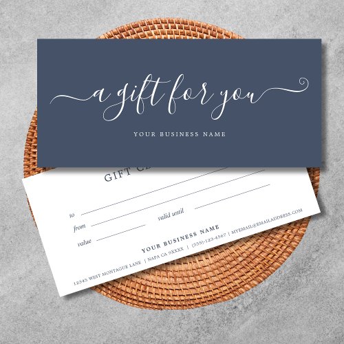 Blue Business Gift Certificate Elegant Simple