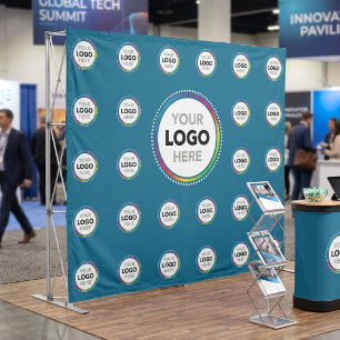 Blue Business Logo Backdrop Promo Photo Wall