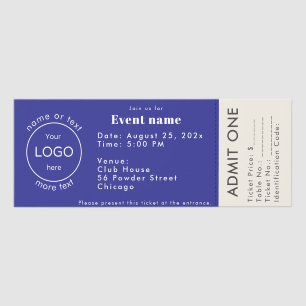 Blue business logo event party custom ticket