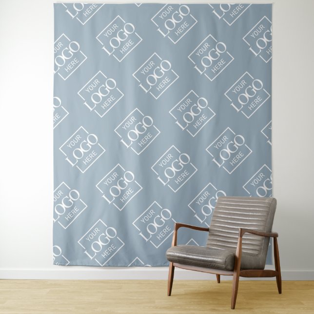 Blue Business Logo Pattern Trade Show Backdrop (In Situ)