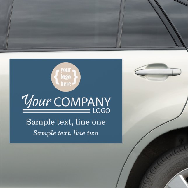 Blue Business Logo Sign, Slogan Car Magnet (In Situ)