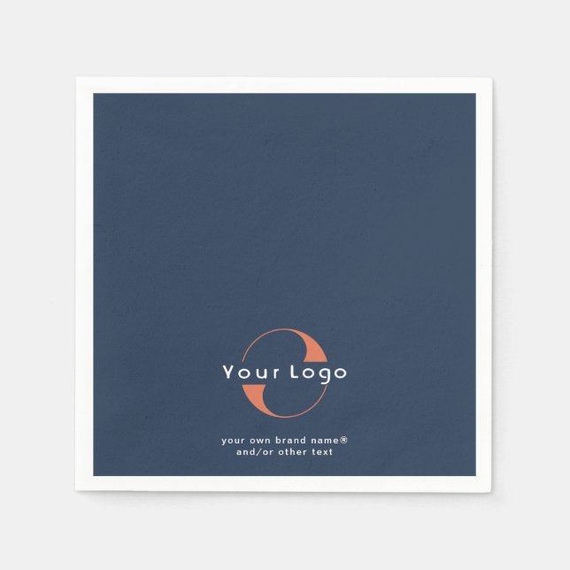 Blue Business logo + text Company brand Modern Napkins (Front)