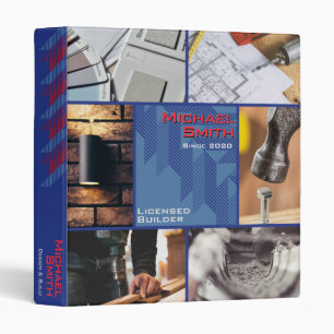 Blue Business Marketing Photo Collage 3 Ring Binder