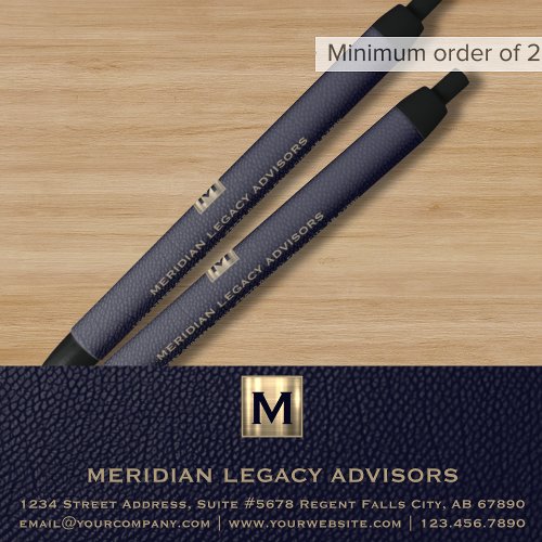 Blue Business Monogram Promotional Pen