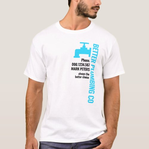 Blue Business Name Piping Faucet T_Shirt