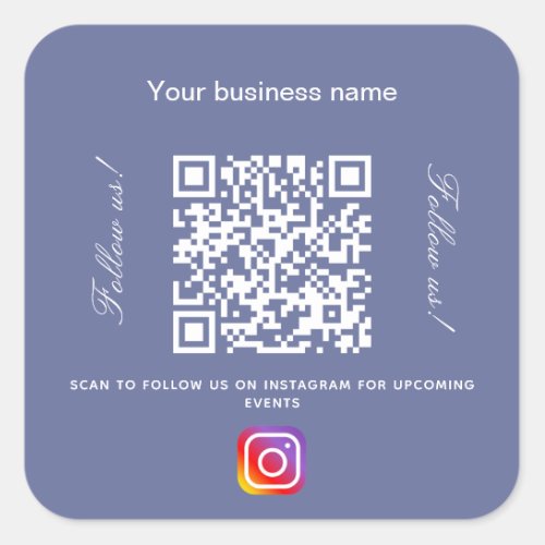 Blue business name qr code instagram square sticker