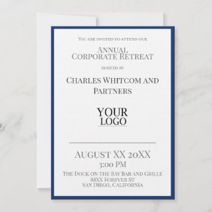 Blue Business or Corporate Event with Custom Logo Invitation