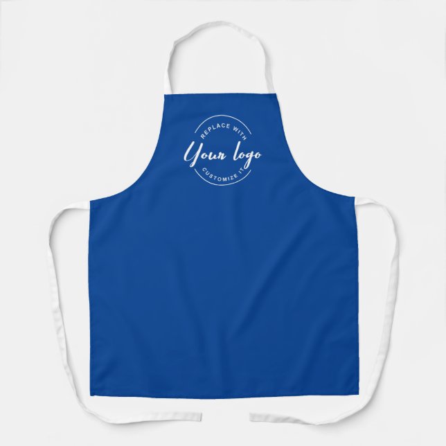 Blue Business Promotion Personalized White Logo  Apron (Front)