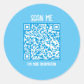 Blue | Business QR Code Scannable Classic Round Sticker | Zazzle