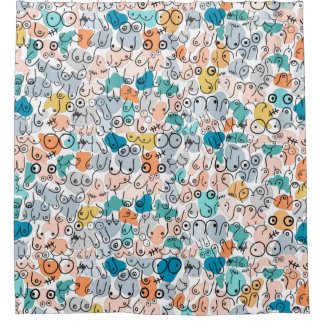 blue bust design shower curtain