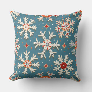 Blue but warm snowflake pattern pillow