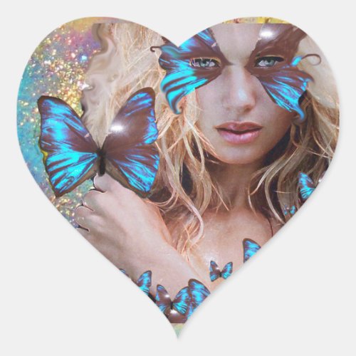 BLUE BUTERRFLY BEAUTY MAKEUP ARTIST HEART STICKER