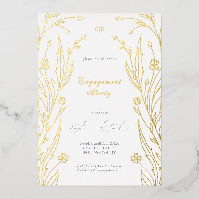Blue Buttercup Foil Invitation (Front)