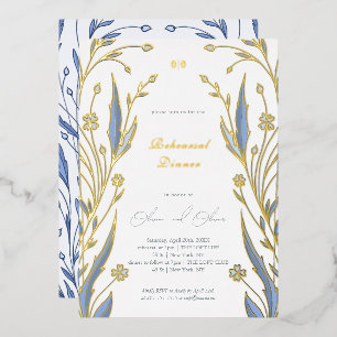 Blue Buttercup Rehearsal Dinner Foil Invitation
